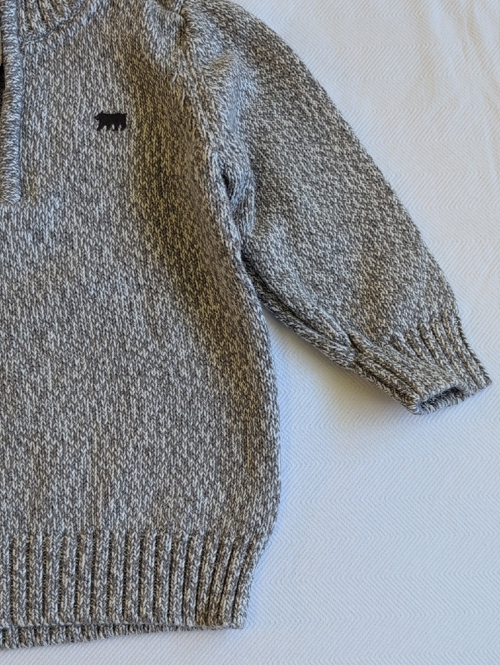 carter's cotton knit popover zip sweater gray marl 12 months baby - Picture 4 of 7